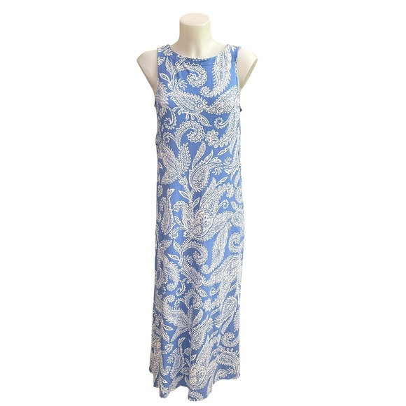 J. Jill Dresses & Skirts - J.jill Wearever Maxi Tank Dress In Blue Jay Paisley Print‎ XS $110 srp Side slit